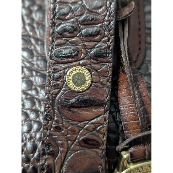 BRAHMIN Purse Tri-Textured Honeycomb Croc Embossed Leather VTG Shoulder Handbag - Picture 9 of 13